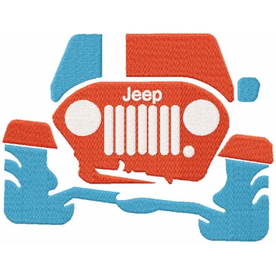 Jeep trip embroidery design showcasing a rugged vehicle silhouette, perfect for stitching on caps or t-shirts.