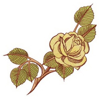 Fresh yellow rose embroidery design - Embroidery Design
