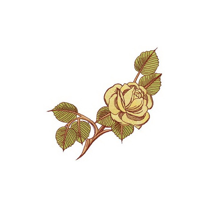 Fresh yellow rose embroidery design - Embroidery Design