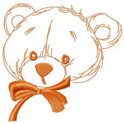 Teddy bear embroidery design featuring a nostalgic childhood theme, perfect for various stitched projects.