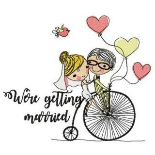 Just married on bike embroidery design - Embroidery Design