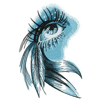 Eye of Indian girl embroidery design showcasing intricate details, ideal for fashion accessories.