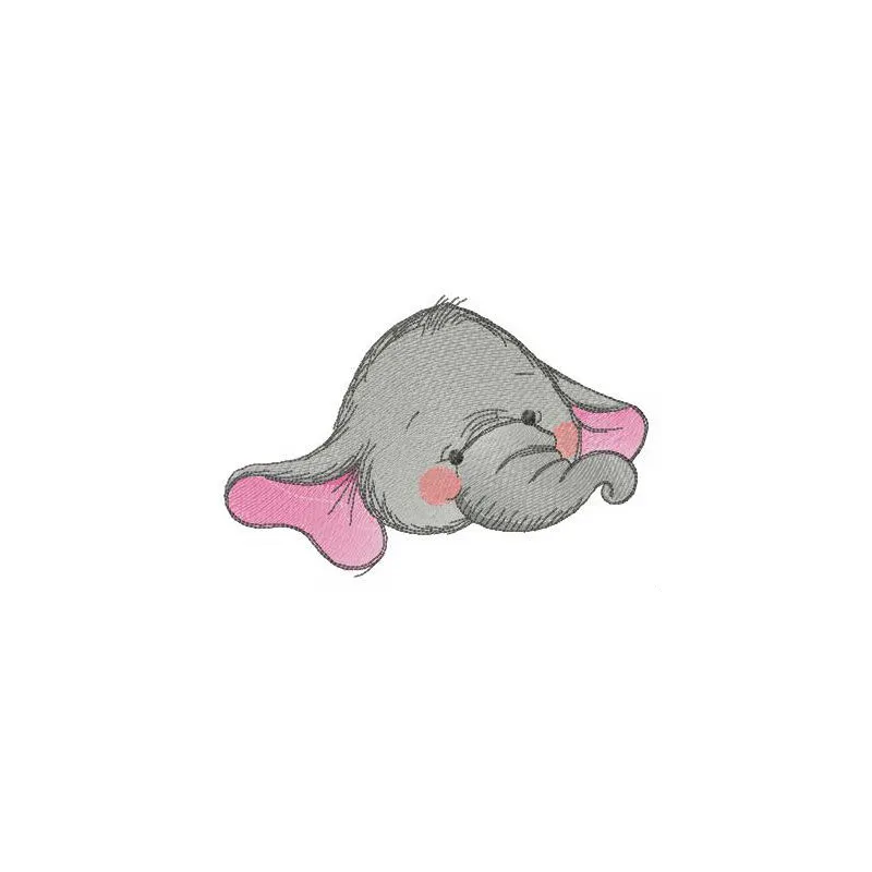 Funny elephant baby embroidery design showcasing a whimsical elephant motif for adorable baby projects.