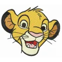 Adorable Simba embroidery design featuring a playful lion character from the Lion King, perfect for children's apparel.