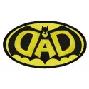 DAD Batman oval badge embroidery design featuring a classic superhero motif for creative stitching projects.