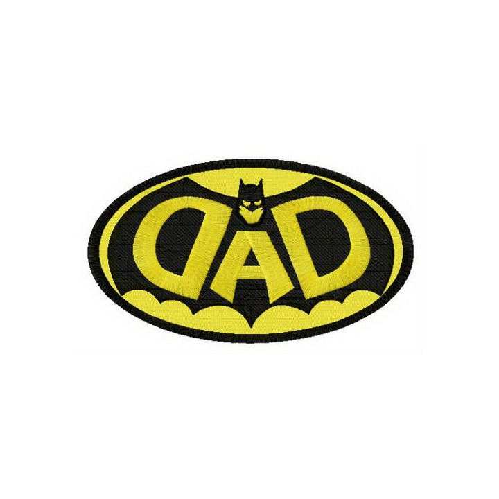 DAD Batman oval badge embroidery design - Embroidery Design