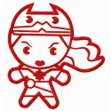 Small chibi Wonder Woman embroidery design showcasing a cute superhero motif for creative stitching projects.