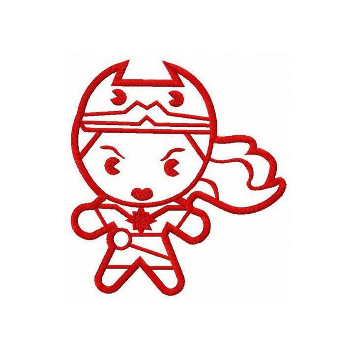 Small chibi Wonder Woman embroidery design - Embroidery Design