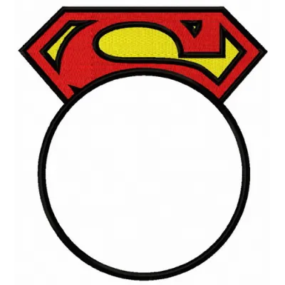 Superman round monogram embroidery design featuring the iconic logo, ideal for personalizing t-shirts and bags.