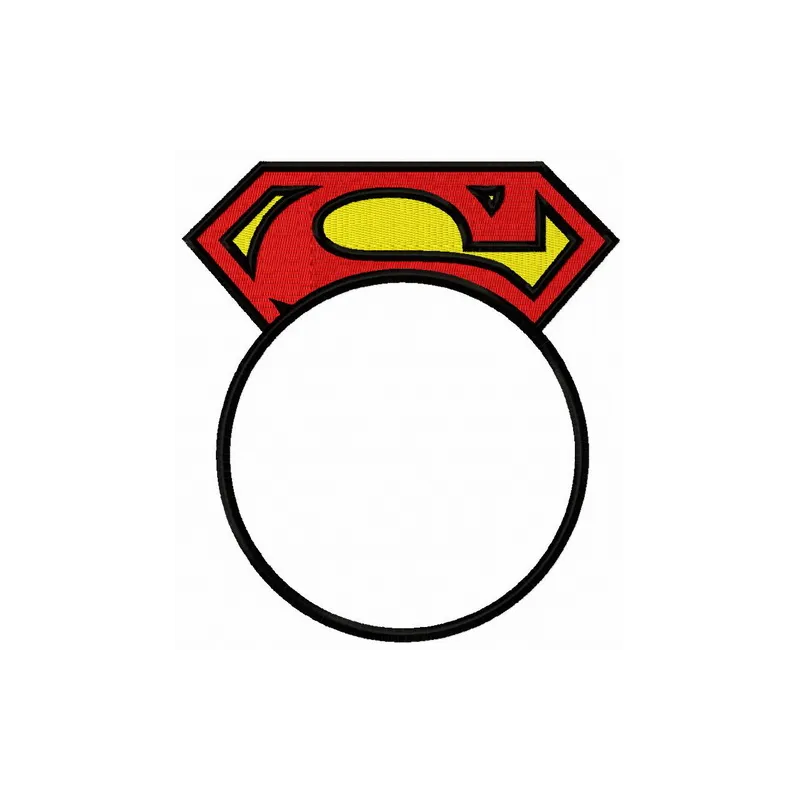 Superman round monogram embroidery design featuring the iconic logo, ideal for personalizing t-shirts and bags.