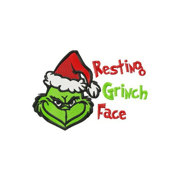 Resting Grinch face horizontal embroidery design - Embroidery Design