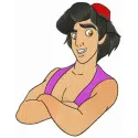 Brave Aladdin embroidery design showcasing a heroic figure from the beloved tale, ideal for various fabric projects.
