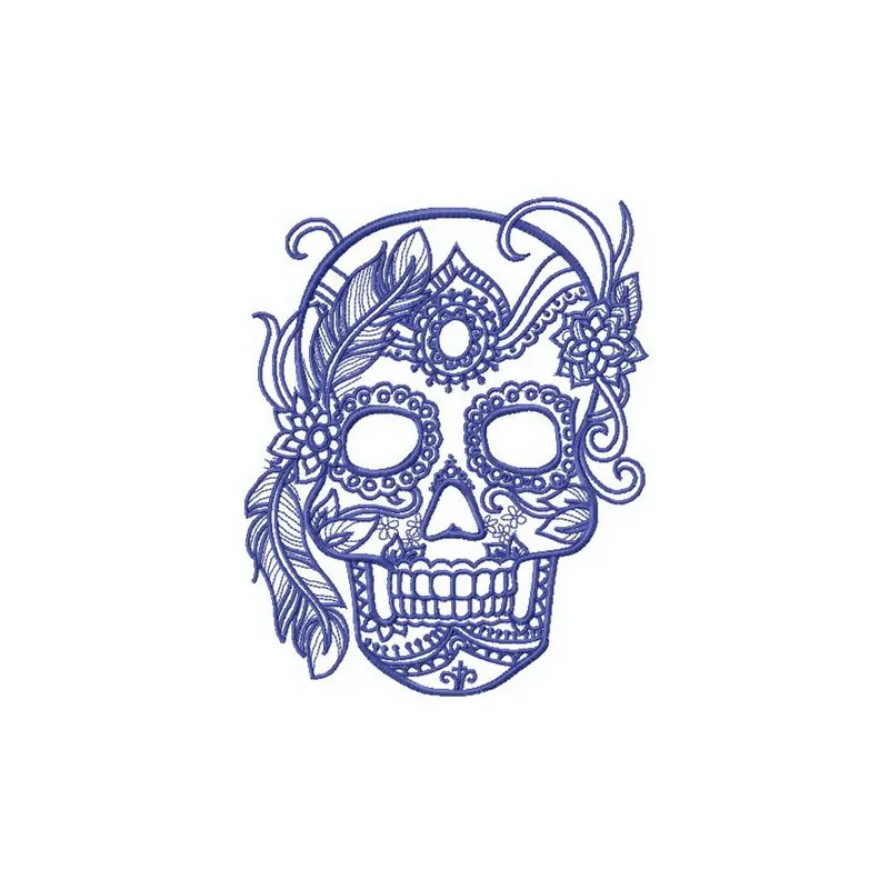 Skull of aristocrat embroidery design featuring intricate details, ideal for adding flair to clothing and accessories.