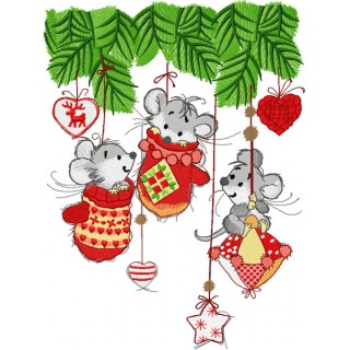 Christmas mice embroidery design - Embroidery Design
