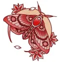 Night moth and flowers embroidery design showcasing intricate stitching patterns for nature-themed projects.