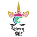 Preview of the Royal Unicorn Girl embroidery design featuring a whimsical unicorn motif, ideal for children's apparel.