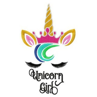 Royal unicorn girl embroidery design - Embroidery Design