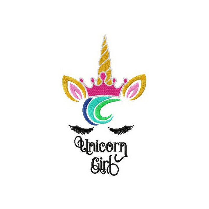 Royal unicorn girl embroidery design - Embroidery Design