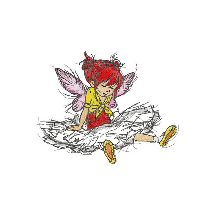 Girl fairy sitting embroidery design - Embroidery Design