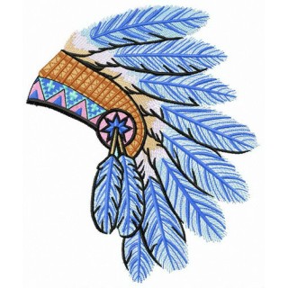 Warbonnet from blue feathers embroidery design - Embroidery Design