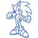 Sonic one color embroidery design showcasing a dynamic Sonic the Hedgehog motif for stitching on various fabrics.
