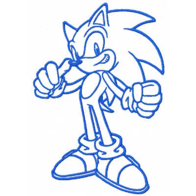 Sonic one color embroidery design showcasing a dynamic Sonic the Hedgehog motif for stitching on various fabrics.