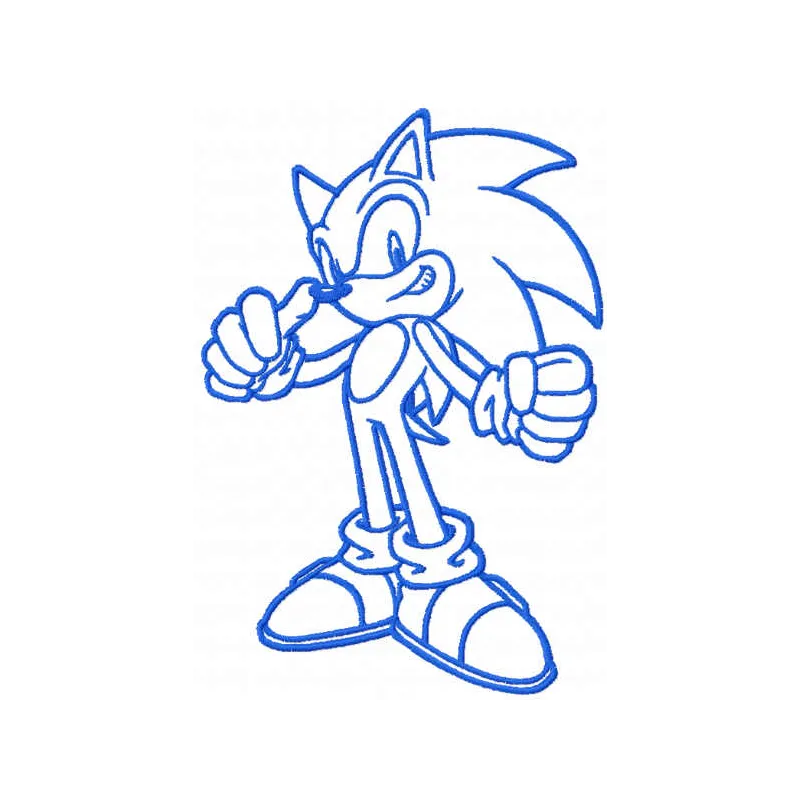 Sonic one color embroidery design showcasing a dynamic Sonic the Hedgehog motif for stitching on various fabrics.