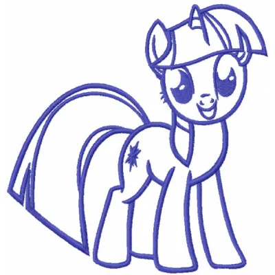 Twilight Sparkle one colored embroidery design from My Little Pony, showcasing a whimsical stitched motif for crafting.