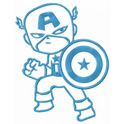 Captain's Defence embroidery design featuring a heroic motif inspired by Captain America, ideal for various fabric projects.