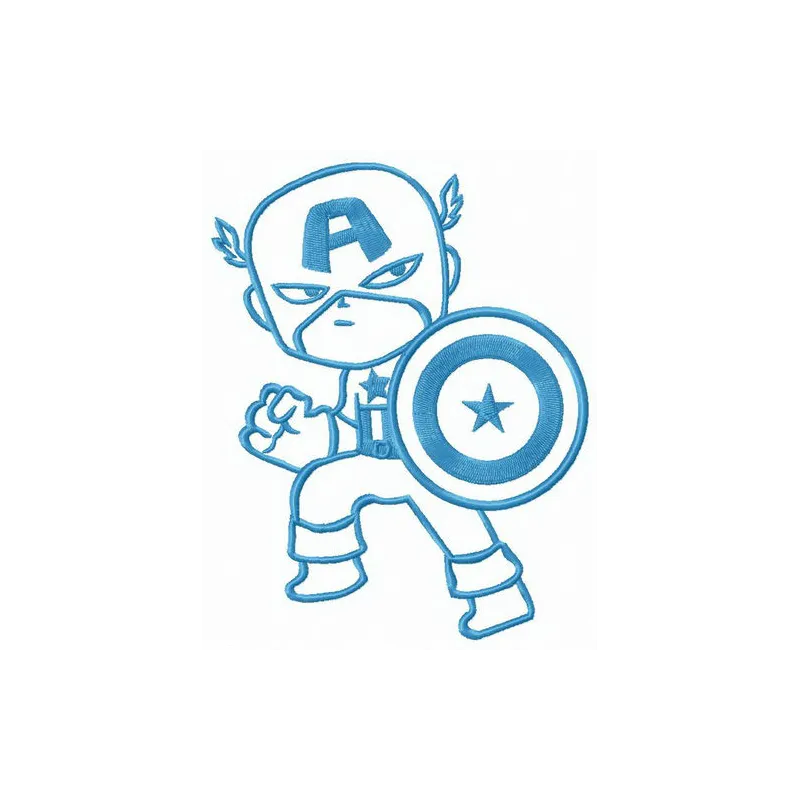 Captain's Defence embroidery design featuring a heroic motif inspired by Captain America, ideal for various fabric projects.