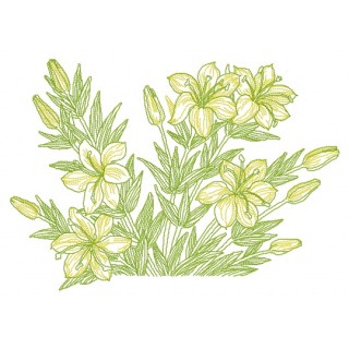 Yellow lilies embroidery design - Embroidery Design