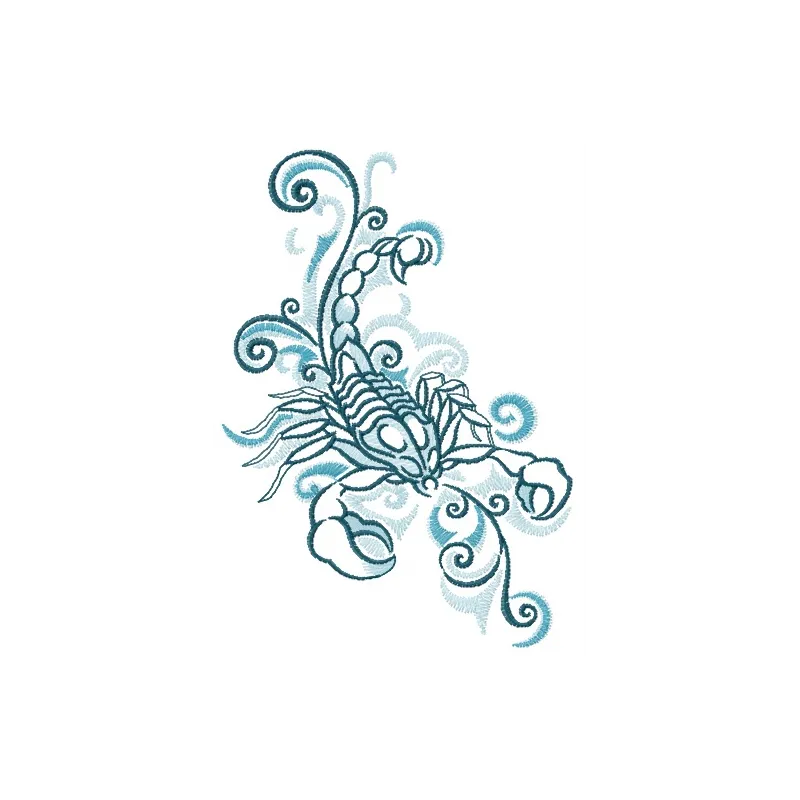 Scorpion spirit embroidery design showcasing intricate stitching patterns, perfect for bug-themed projects.
