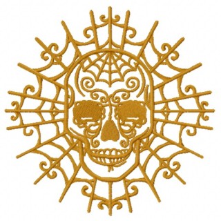 Skull with decorative web embroidery design - Embroidery Design