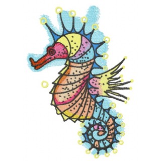 Rainbow sea horse embroidery design - Embroidery Design