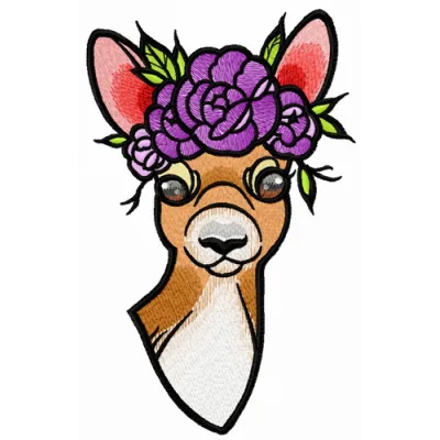 Preview of Deer's summer time embroidery design featuring a charming woodland animal motif for stitching.