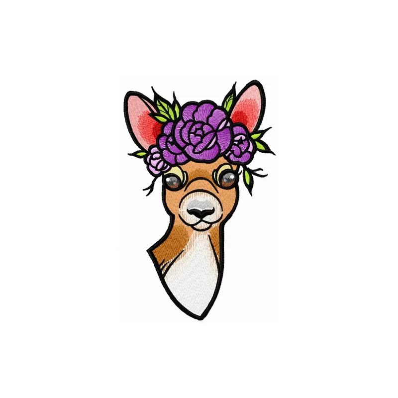 Preview of Deer's summer time embroidery design featuring a charming woodland animal motif for stitching.