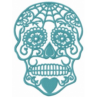 Swirl skull embroidery design - Embroidery Design