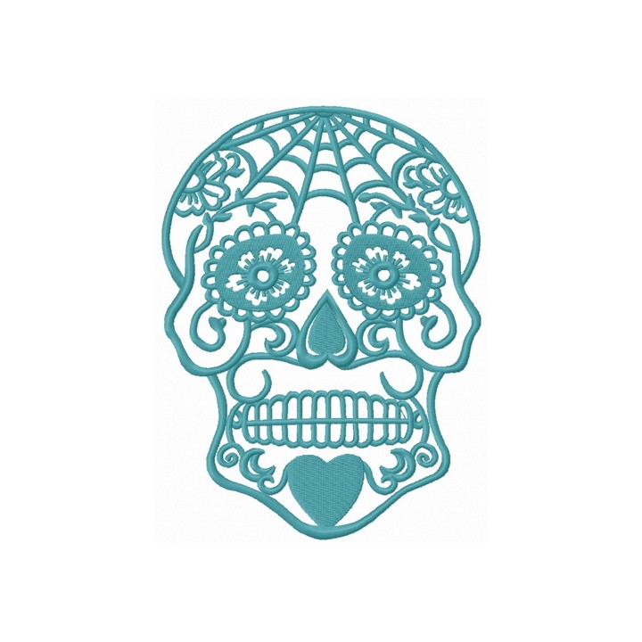 Swirl skull embroidery design - Embroidery Design