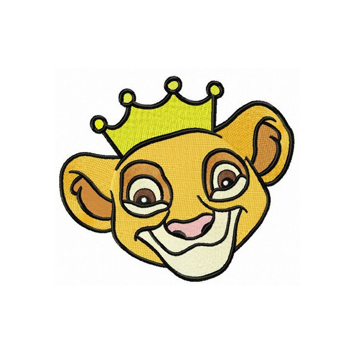 Simba with golden crown embroidery design - Embroidery Design
