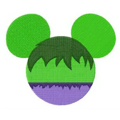Hulk Mickey embroidery design featuring a playful character blending Hulk and Mickey Mouse elements