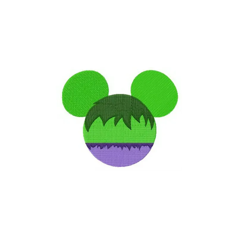 Hulk Mickey embroidery design featuring a playful character blending Hulk and Mickey Mouse elements