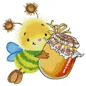 Bee and honey embroidery design showcasing intricate stitching patterns for creative projects.