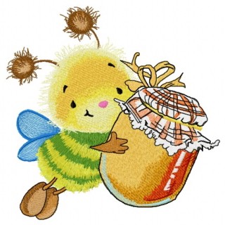 Bee and honey embroidery design - Embroidery Design