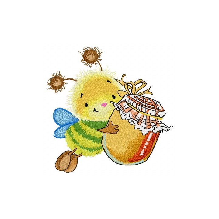 Bee and honey embroidery design - Embroidery Design