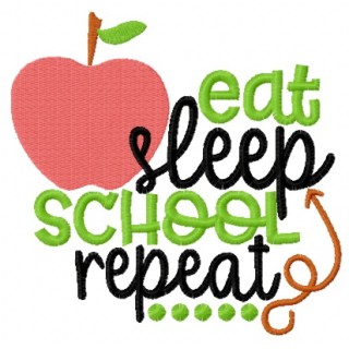 Eat, sleep, school repeat embroidery design - Embroidery Design