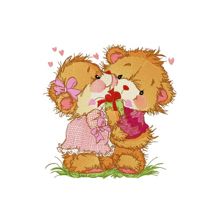 Teddy bears dancing embroidery design - Embroidery Design