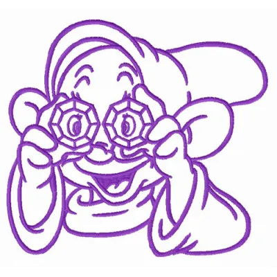 Happy Dopey embroidery design featuring the cheerful character from Snow White, ideal for various stitching projects.