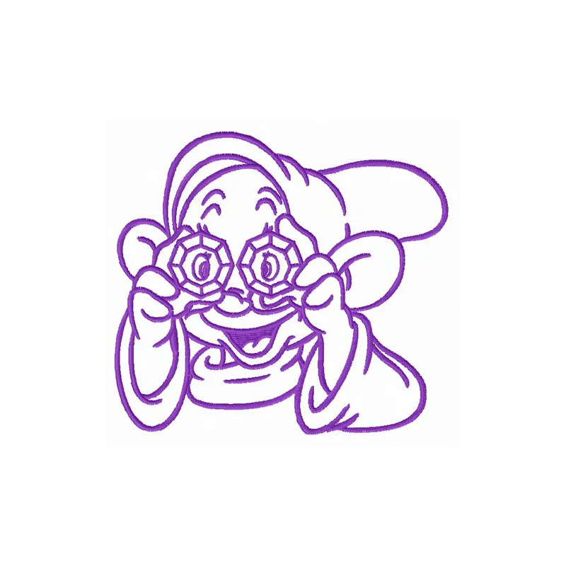 Happy Dopey embroidery design featuring the cheerful character from Snow White, ideal for various stitching projects.