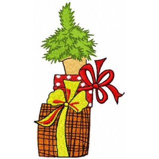 Christmas boxes and tree embroidery design - Embroidery Design