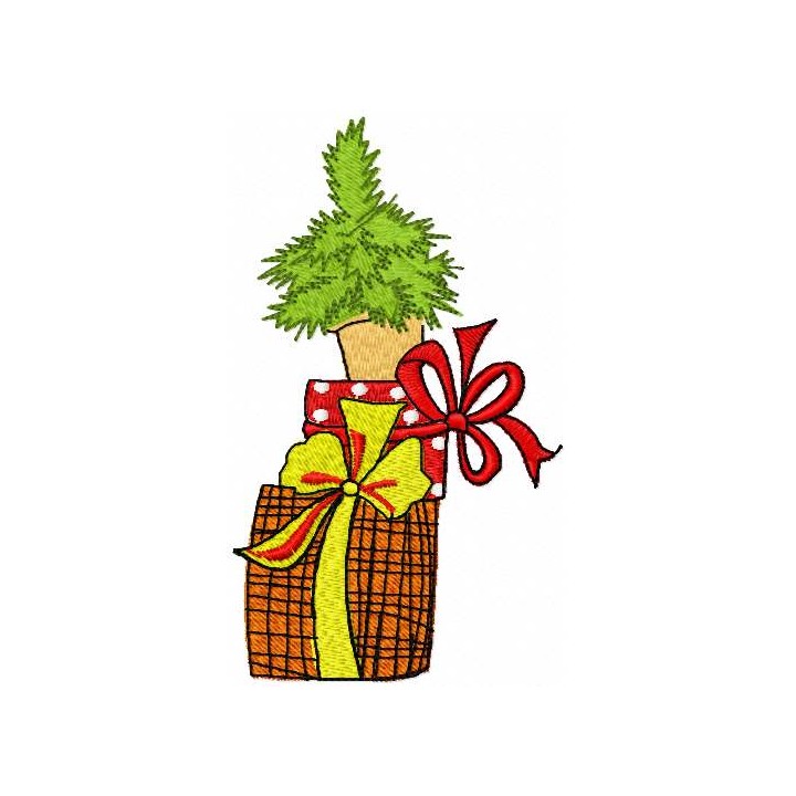 Christmas boxes and tree embroidery design - Embroidery Design